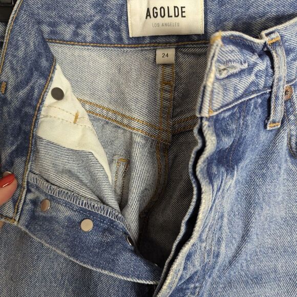 AGOLDE Women's Skinny Fit Jeans, Ripped Knees, Medium Wash, Size 24 - Picture 7 of 12